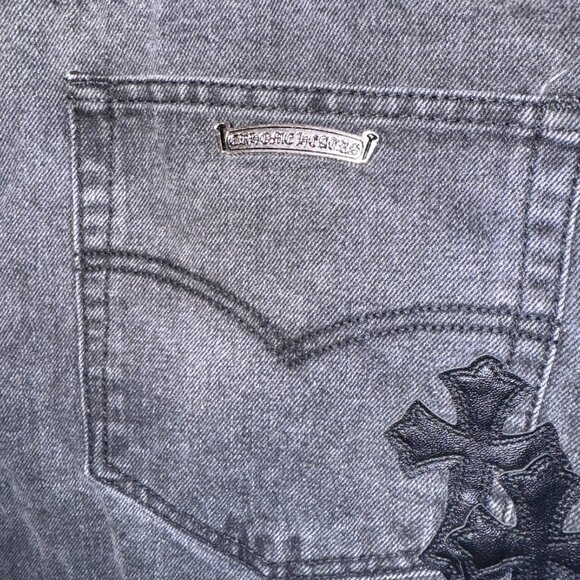 Chrome Hearts Black & Grey Silver Cross Patch Jeans Size 34 - Picture 12 of 15